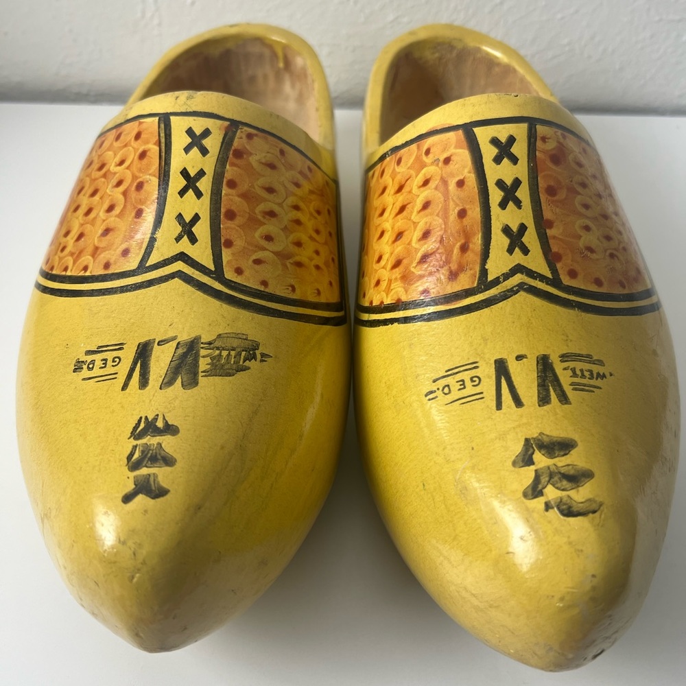 Vintage Wett VV Ged Dutch Hand Carved Klompen Wooden Shoes